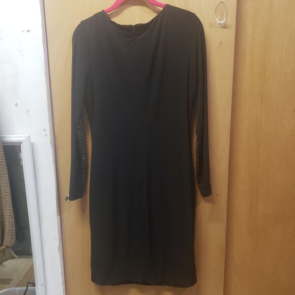 Calvin Klein Womens Long Sleeve Beaded Cocktail Dress Color: Black Sz 8 - Picture 6 of 6